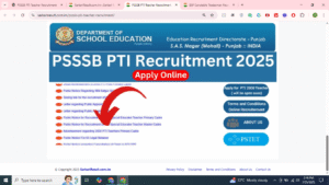 PSSSB PTI Teacher Recruitment